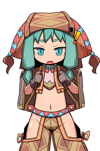 1girl ! flat_chest game_cg green_hair hat lowres official_art open_mouth rpg_maker_game sequel_(series) sequel_blight transparent_background uula_gelato