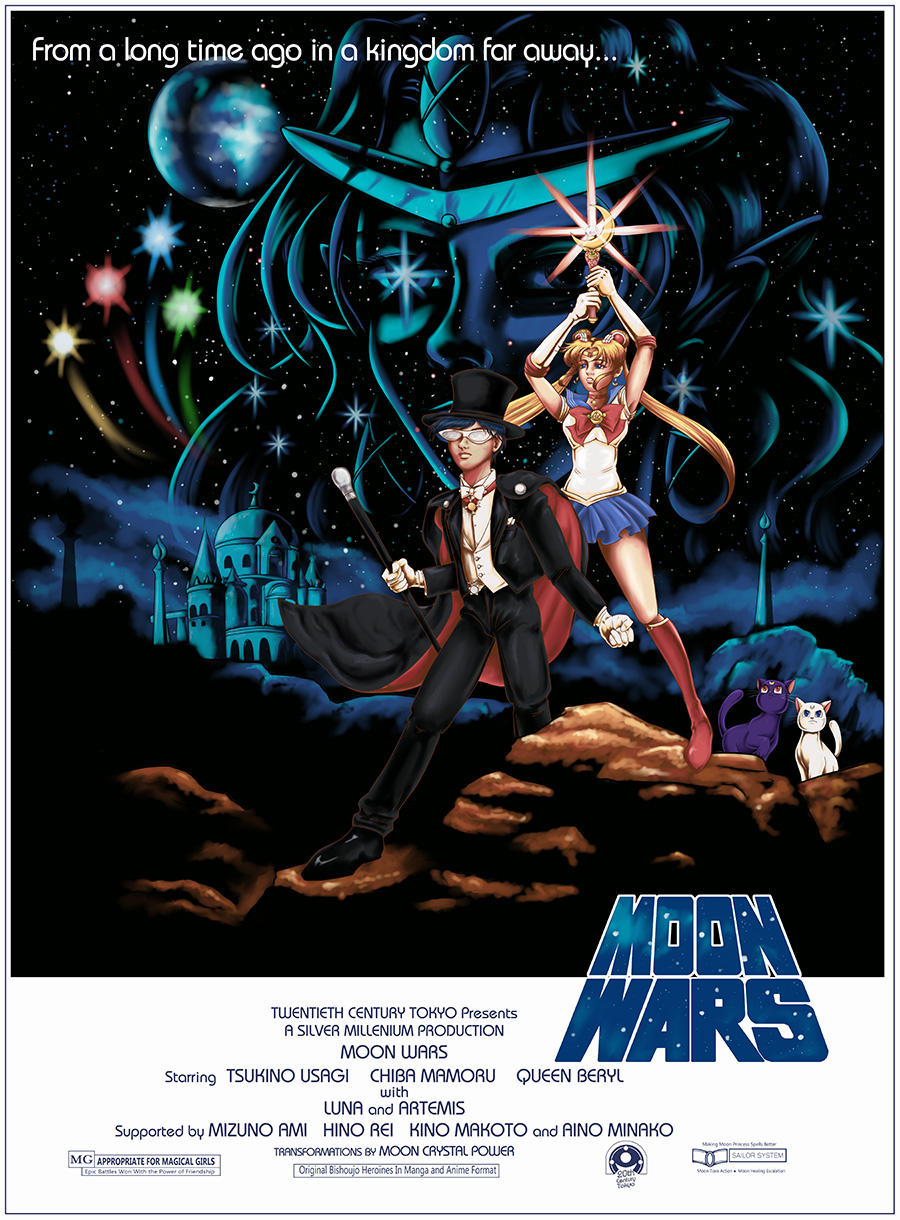 artemis_(sailor_moon) bishoujo_senshi_sailor_moon bishoujo_senshi_sailor_moon_(first_season) black_cat blonde_hair blue_sailor_collar blue_skirt boots cat diha-artwork english_text highres legs luna_(sailor_moon) magical_girl parody red_footwear sailor_collar sailor_moon skirt star_wars star_wars:_a_new_hope tuxedo_kamen white_cat