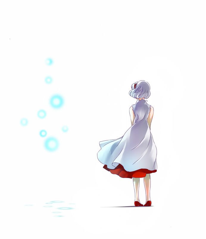 10s 1girl bob_cut cis_(tiger_&amp;_bunny) dress female_focus from_behind hairband short_hair solo tiger_&amp;_bunny toyu white_hair white_theme