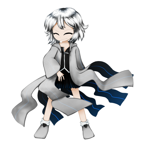 1other androgynous anmita_(rarutos) black_shirt black_skirt closed_eyes closed_mouth coat commentary_request full_body grey_coat grey_shoes hood hood_down hooded_coat jynx_(style) len&#039;en miniskirt open_clothes open_coat original other_focus pleated_skirt shirt shitodo_hoojiro shitodo_hoojiro_(anmita) shoes short_hair simple_background skirt socks transparent_background variant_set white_hair white_socks