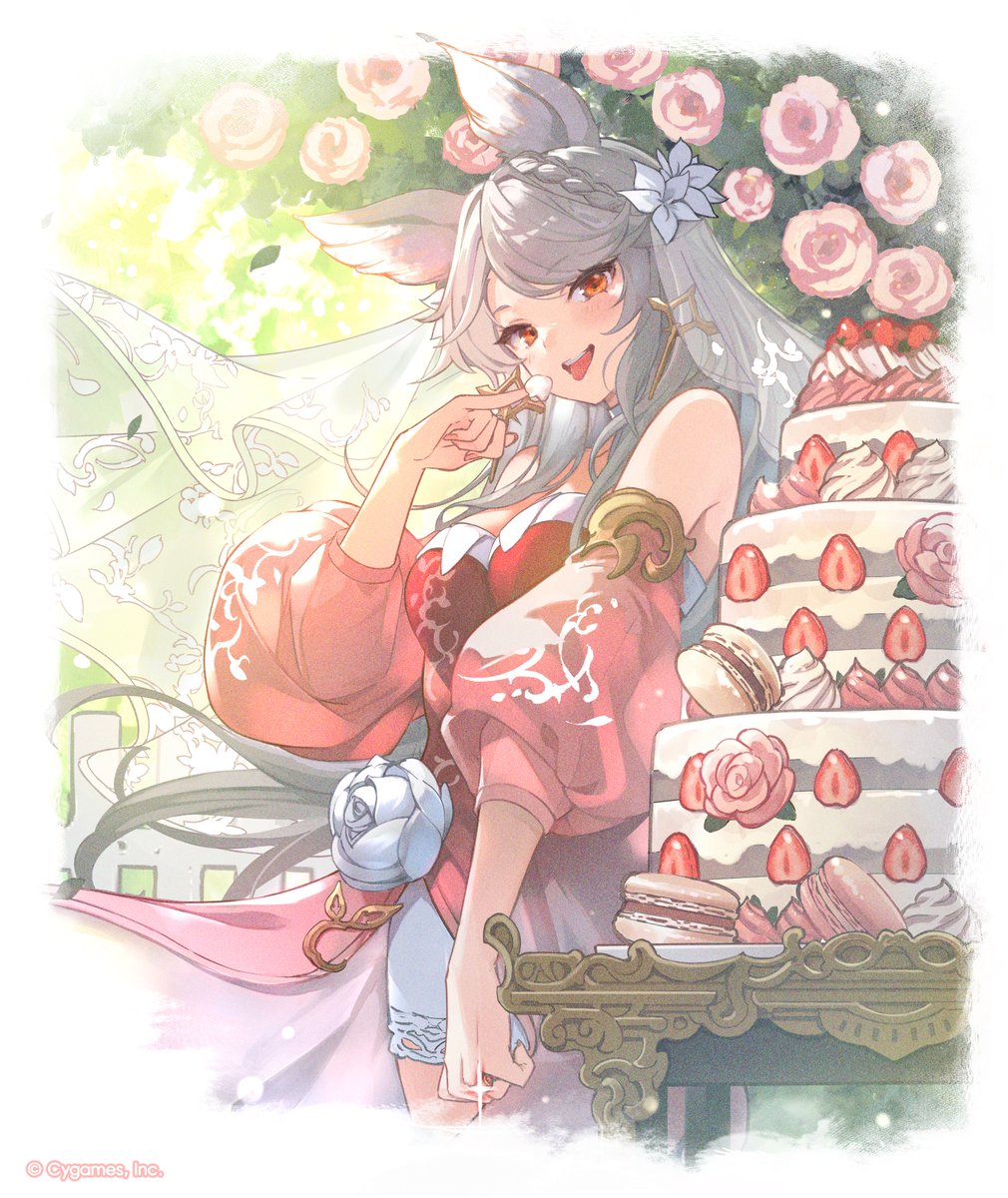 cake dress erune flower food fraux fraux_(formal)_(granblue_fantasy) granblue_fantasy highres official_art wedding_dress