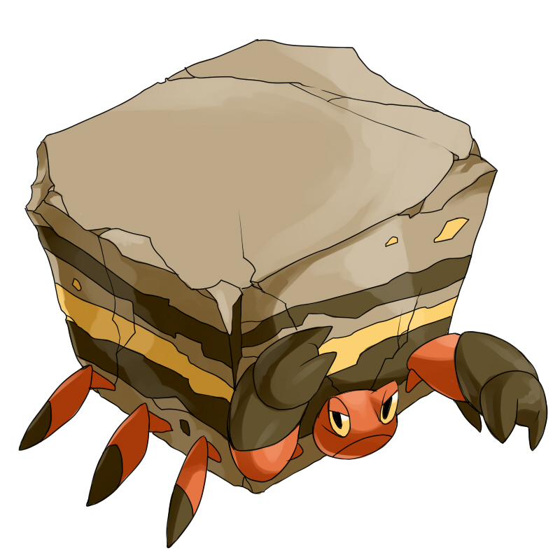 crustle gen_5_pokemon good_frog looking_at_viewer nintendo no_humans pokemon pokemon_(creature) simple_background solo white_background
