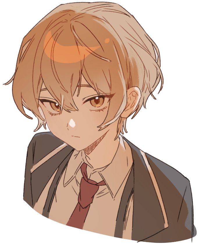 1boy black_coat blonde_hair chinese_commentary closed_mouth coat collared_shirt commentary limbus_company looking_at_viewer male_focus necktie portrait project_moon red_necktie shirt short_hair simple_background sinclair_(project_moon) solo white_background yama_0511 yellow_eyes