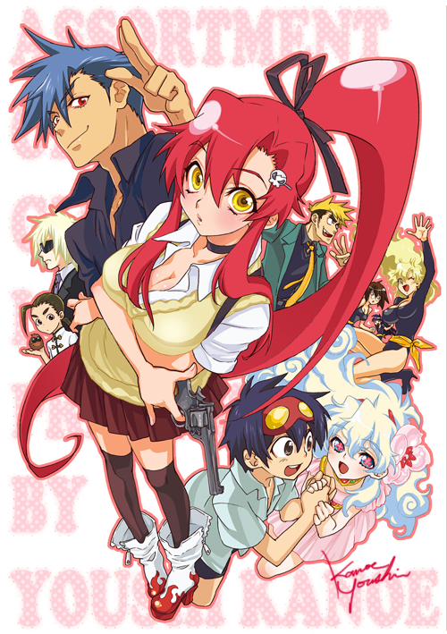 +_+ 5boys 5girls blonde_hair blue_eyes blue_hair blush boota_(ttgl) boots breasts brown_eyes brown_hair choker cleavage closed_mouth cross-shaped_pupils dress eyewear_on_head flower glasses gun hair_flower hair_ornament handgun hetero high_heel_boots high_heels kamina_(ttgl) kanoe_youshi kinon_bachika kittan_bachika kiyal_bachika large_breasts leotard long_hair looking_at_viewer multicolored_hair multiple_boys multiple_girls necktie nia_teppelin ponytail red_eyes red_hair revolver rossiu_adai simon_(ttgl) skirt smile sunglasses sweater symbol-shaped_pupils tengen_toppa_gurren_lagann thighhighs two-tone_hair very_long_hair viral_(ttgl) weapon yellow_eyes yoko_littner zipper
