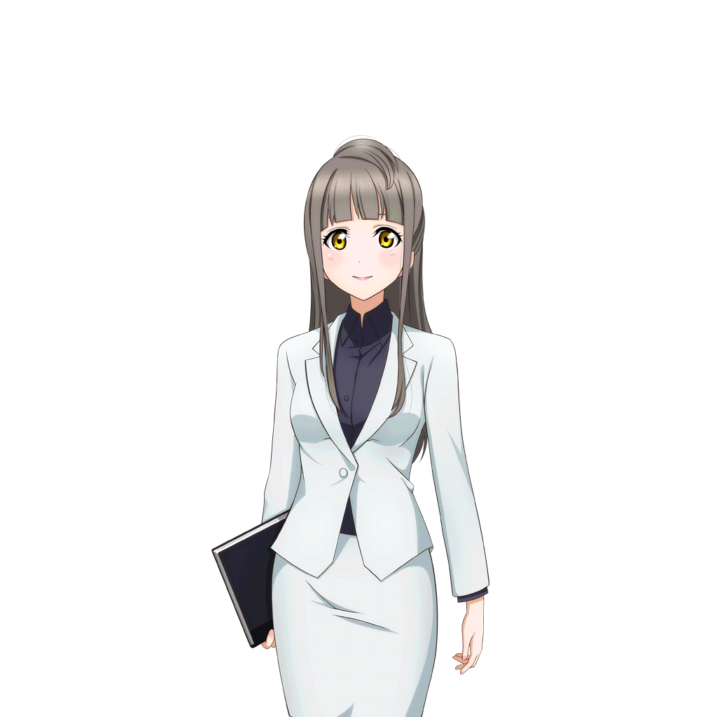 1girl arms_at_sides black_shirt blunt_bangs blush breasts carrying carrying_under_arm closed_mouth cowboy_shot formal_clothes grey_hair high_collar holding holding_notebook layered_clothes long_hair long_sidelocks long_skirt long_sleeves looking_at_viewer love_live! love_live!_school_idol_festival love_live!_school_idol_project mature_female minami_kotori&#039;s_mother notebook official_art pencil_skirt pink_lips shirt sidelocks skirt skirt_suit smile solo standing suit transparent_background white_skirt white_suit yellow_eyes