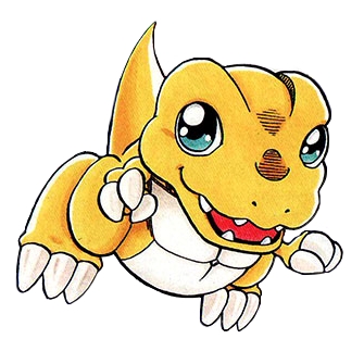 agumon beta_digimon c&#039;mon_digimon:_the_capering_monster_bun digimon digimon_(creature) simple_background solo white_background