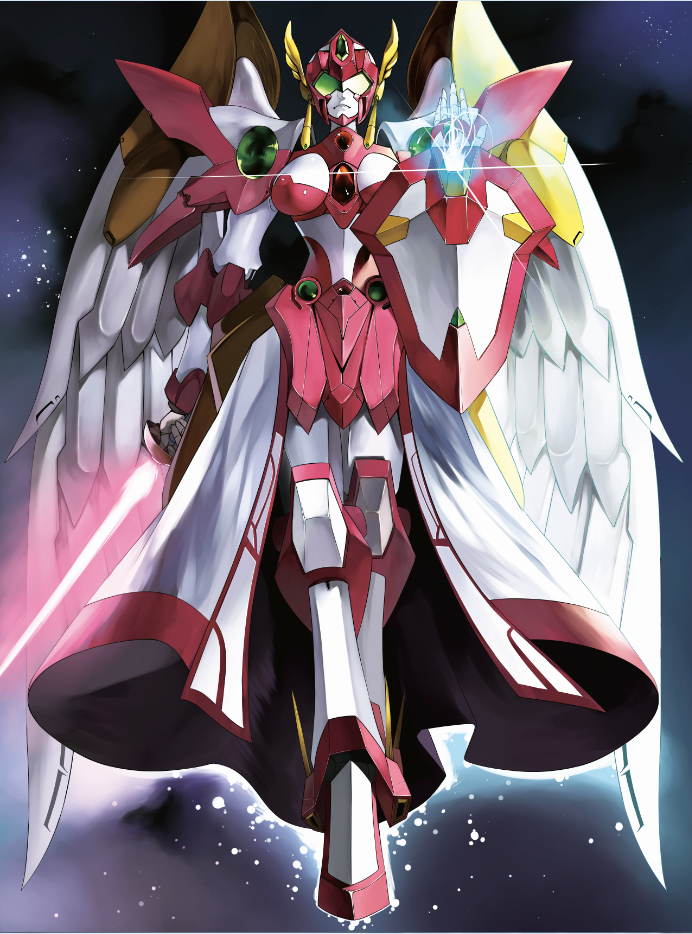 angel_wings angelg banpresto breasts dr.wolf energy_sword glowing head_wings mecha mecha_girl no_humans rapier robot shield skirt solo super_robot_wars super_robot_wars_advance super_robot_wars_advance_portable super_robot_wars_original_generation sword weapon wings