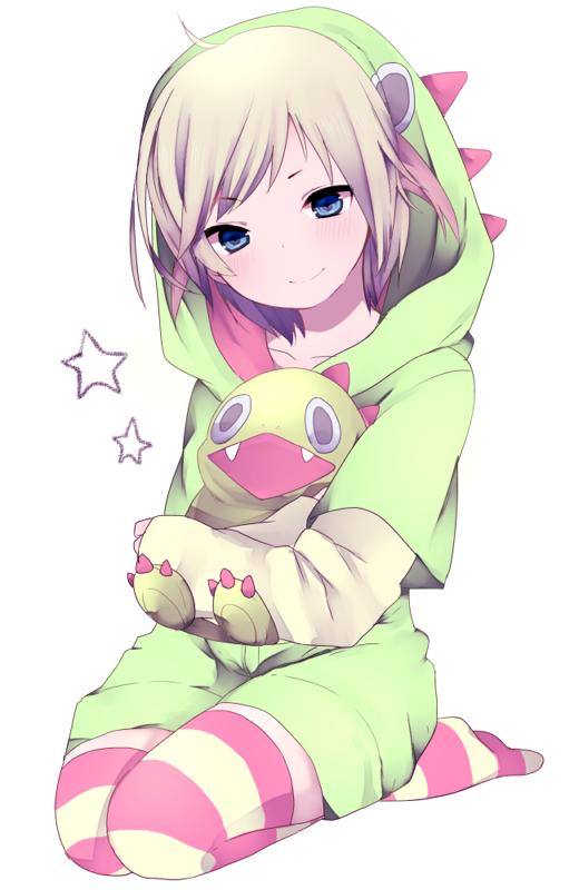 1boy bad_id bad_pixiv_id blue_eyes blush bubble_bobble crossover hana0802 holding holding_stuffed_toy hood hoodie ichino_nanasuke inazuma_eleven inazuma_eleven_(series) inazuma_eleven_go male_focus multicolored_hair red_hair shun47 simple_background sitting smile solo striped_clothes striped_thighhighs stuffed_animal stuffed_toy taito thighhighs trap white_background white_hair