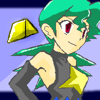 1girl aged_down gold green_hair jenny_(pokemon) long_glove marble_(pokemon) nintendo official_alternate_costume pokemon pokemon_(anime) pokemon_dp059 pokemon_dppt_(anime) red_eyes spandex