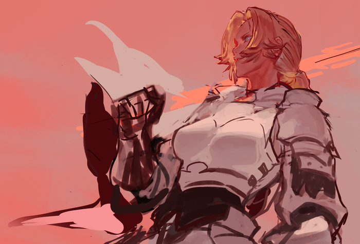 armor blonde_hair blue_eyes catherine_(fire_emblem) clenched_hand dark_skin fire_emblem fire_emblem:_three_houses knight low_ponytail nintendo ponytail