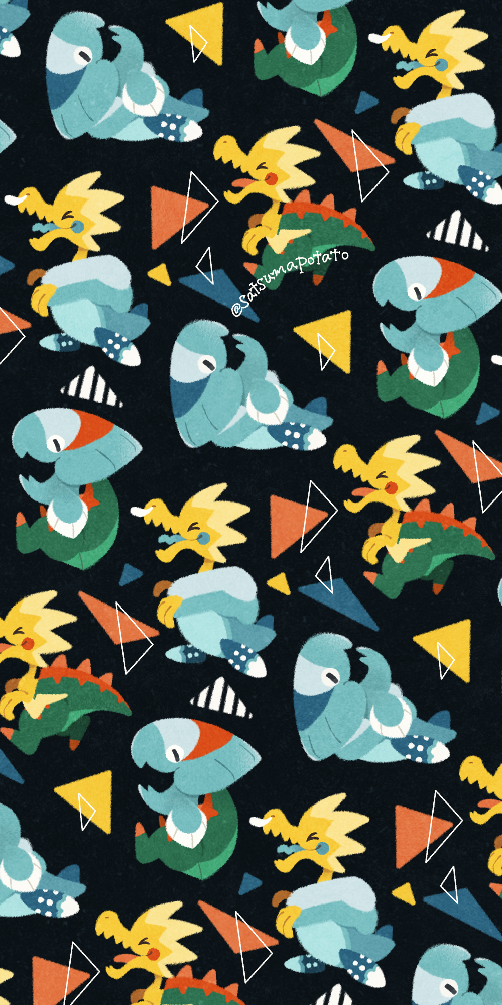4others ambiguous_gender arctovish arctozolt black_background blush_stickers closed_eyes creature dracovish dracozolt gen_8_pokemon highres multiple_others nintendo no_humans open_mouth pokemon satsumapotato snot triangle