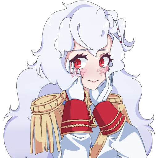 1girl aiguillette alpha_(alpha_1918) armband blue_sash blush buttons collar cross cross_pendant embarrassed epaulettes findoworld fluffy fluffy_hair gloves gold_buttons gold_trim hair_between_eyes hair_ornament hands_on_own_cheeks hands_on_own_face lips long_hair military military_uniform original red_eyes red_sleeve_cuffs red_wrist_cuffs russian_empire sash sleeve_cuffs solo sticker transparent transparent_background very_long_hair white_gloves white_hair wrist_cuffs