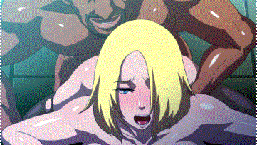 1boy 1girl animated animated_gif animification april_fools blonde_hair blue_eyes blurry blush breasts butcha-u dark-skinned_male dark_skin doggystyle eroquis! hetero injuu_kangoku interracial large_breasts lowres nude open_mouth original rail_schwartz sex sex_from_behind thighs vaginal