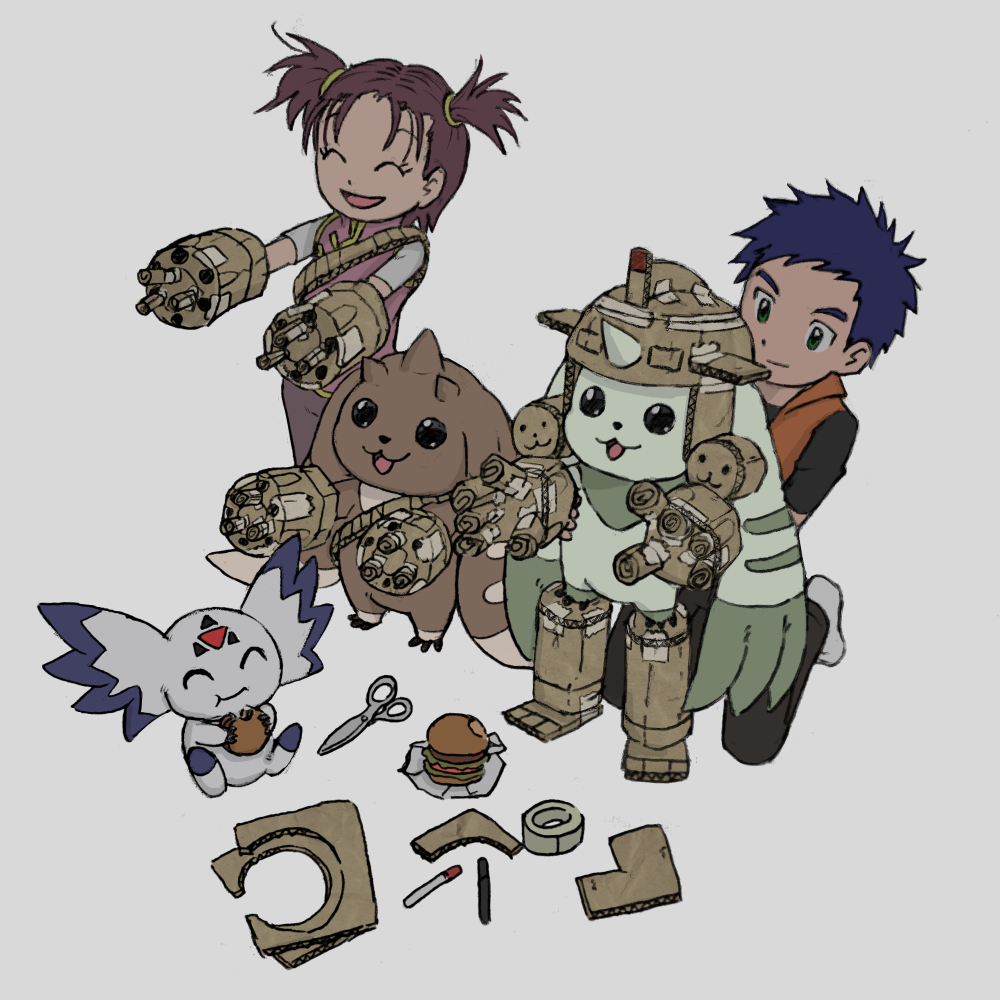 cosplay culumon digimon digimon_(creature) digimon_tamers galgomon galgomon_(cosplay) green_eyes lee_jianliang lee_shaochung lopmon point_ears saintgalgomon saintgalgomon_(cosplay) terriermon triangle zero_unit