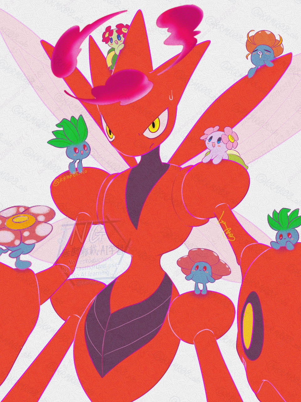 1other =_= alternate_color artist_name black_skin blue_eyes blush blush_stickers closed_eyes closed_mouth colored_skin cowboy_shot drooling dynamax flower game_freak gen_1_pokemon giant gloom_(pokemon) green_skin grey_background hair_flower hair_ornament happy insect_wings joints kurimaro legs_apart monster_girl multicolored_skin nintendo oddish on_head on_shoulder open_mouth pink_flower pink_skin plant_girl pokemon pokemon_(creature) pokemon_on_head pokemon_on_shoulder red_eyes red_flower red_skin saliva shiny_and_normal shiny_pokemon sideways_mouth signature sitting sleeping smile smoke solo_focus standing sweat twitter_username two-tone_skin vileplume wings yellow_eyes