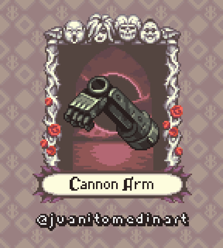 artist_name berserk border brand_of_sacrifice cannon conrad_(berserk) eclipse fantasy flower juanito_medina mechanical_arms mechanical_hands name_tag no_humans pixel_art portrait prosthesis prosthetic_arm prosthetic_hand rose single_mechanical_arm single_mechanical_hand slan_(berserk) sprite sprite_art twitter_username ubik_(berserk) void_(berserk) weapon