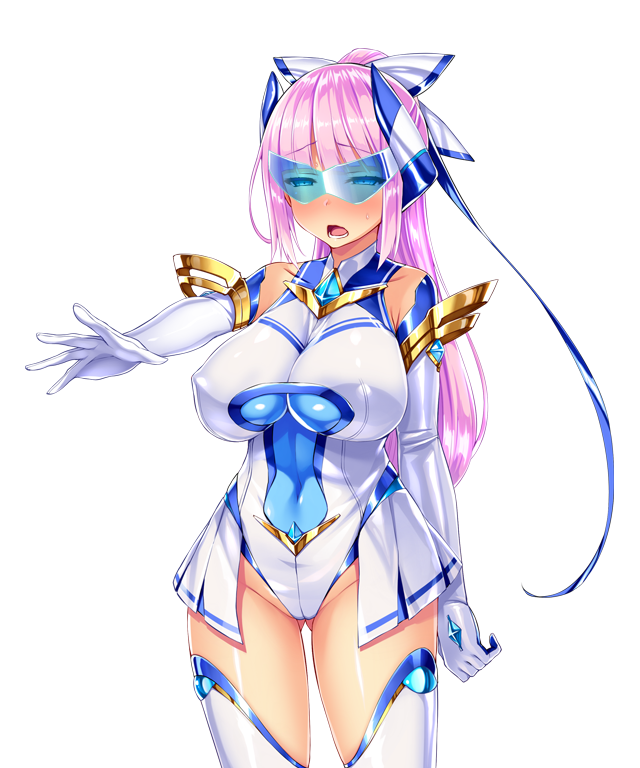 1girl :o bare_shoulders blue-tinted_eyewear blue_eyes blush breasts cameltoe chest_jewel clenched_hand covered_erect_nipples covered_navel cowboy_shot elbow_gloves element_venus embarrassed game_cg gem gloves gluteal_fold hair_ribbon half-closed_eyes headgear high_ponytail highleg highleg_leotard impossible_clothes impossible_leotard kisaragi_nozomi large_breasts large_variant_set legs_apart leotard long_hair looking_at_viewer magical_girl non-web_source nose_blush official_art open_mouth outstretched_arm pink_hair pleated_skirt ponytail ribbon satou_kuuki shinsou_seiki_elementia shiny_clothes shiny_skin showgirl_skirt simple_background skin_tight skirt solo standing sweatdrop thighhighs tinted_eyewear transparent_background variant_set white_gloves white_leotard white_thighhighs