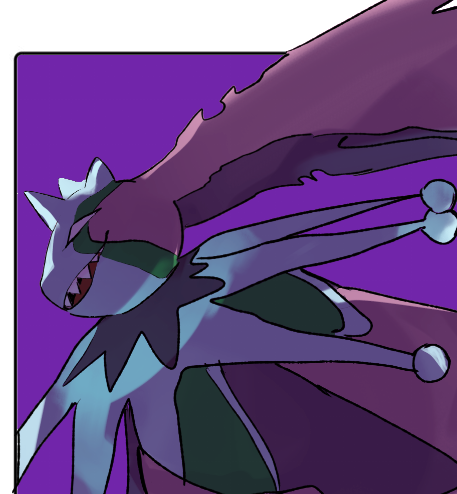 agua_con_hielo animal_ears blank_eyes blue_horns blue_skin cherubimon cherubimon_(vice) collar colored_skin creature creature_focus digimon digimon_(creature) from_side horns lowres multicolored_skin multiple_horns narrowed_eyes open_mouth profile purple_background purple_skin rabbit_ears sharp_teeth smile solo teeth