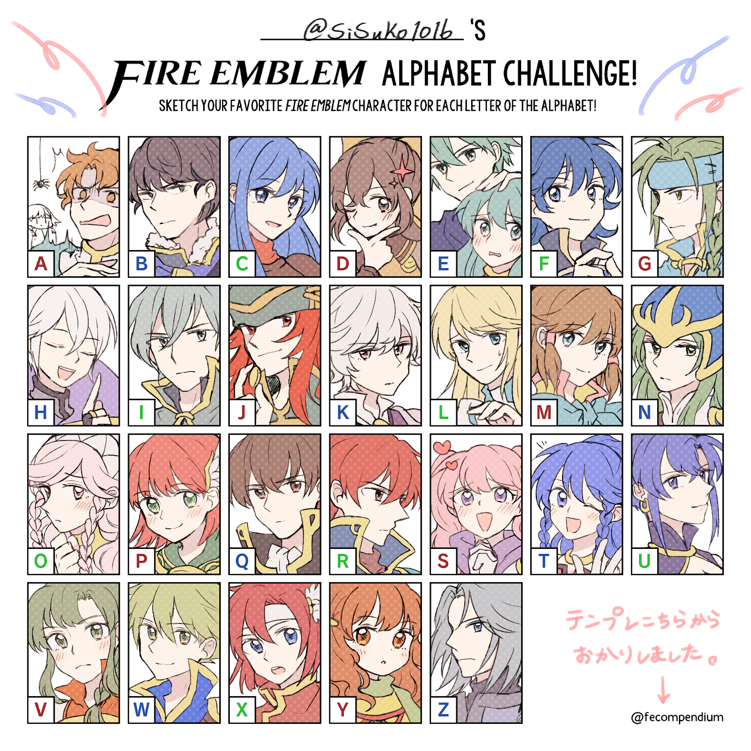 6+boys 6+girls aqua_hair armor artur_(fire_emblem) bad_id bad_twitter_id berkut_(fire_emblem) black_armor black_hair blonde_hair blue_armor blue_eyes blue_hair blush braid brown_hair bug caeda_(fire_emblem) cape chart closed_eyes delthea_(fire_emblem) dress eirika_(fire_emblem) elbow_gloves ephraim_(fire_emblem) farina_(fire_emblem) feather_hair_ornament fire_emblem fire_emblem:_genealogy_of_the_holy_war fire_emblem:_mystery_of_the_emblem fire_emblem:_path_of_radiance fire_emblem:_radiant_dawn fire_emblem:_shadow_dragon fire_emblem:_the_binding_blade fire_emblem:_the_blazing_blade fire_emblem:_the_sacred_stones fire_emblem_awakening fire_emblem_echoes:_shadows_of_valentia fire_emblem_gaiden fire_emblem_heroes fur_trim gloves green_eyes green_hair grey_eyes grey_hair guy_(fire_emblem) hair_ornament hair_ribbon hair_tubes hairband hand_on_own_chin headband heart heart-shaped_pupils helmet henry_(fire_emblem) highres innes_(fire_emblem) jewelry joshua_(fire_emblem) kliff_(fire_emblem) long_hair looking_at_viewer lucius_(fire_emblem) lute_(fire_emblem) mist_(fire_emblem) mist_(path_of_radiance)_(fire_emblem) multiple_boys multiple_girls nephenee_(fire_emblem) nintendo olivia_(fire_emblem) one_eye_closed open_mouth pink_hair ponytail portrait priscilla_(fire_emblem) purple_eyes quan_(fire_emblem) raven_(fire_emblem) red_eyes red_hair ribbon scarf serra_(fire_emblem) short_hair siblings skirt smile sparkle spider sushitarou symbol-shaped_pupils tana_(fire_emblem) twin_braids twintails twitter_username ursula_(fire_emblem) vanessa_(fire_emblem) wink wolt_(fire_emblem) xane_(fire_emblem) yune_(fire_emblem) zihark_(fire_emblem)