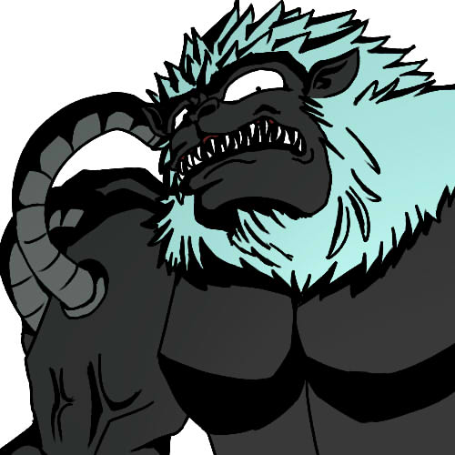 cable digimon digimon_(creature) gorimon looking_at_viewer muscular muscular_male sharp_teeth solo teeth