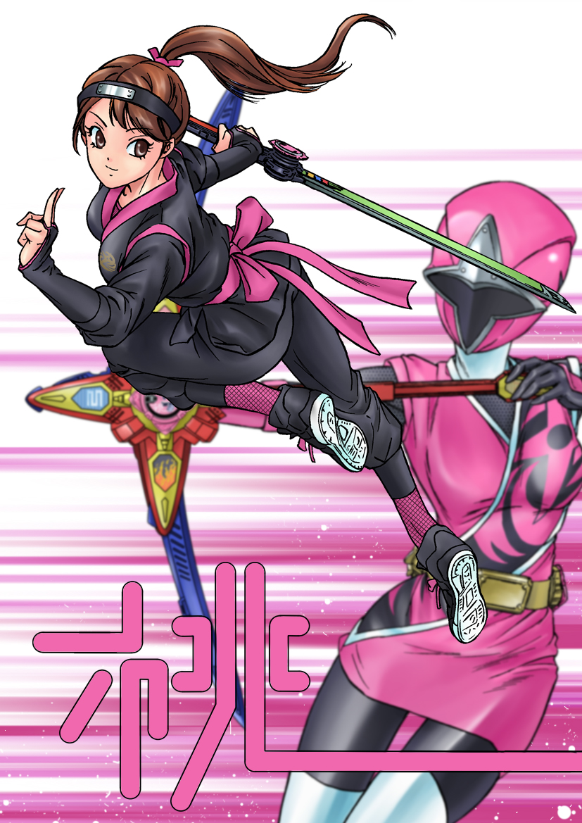 1girl brown_eyes brown_hair iwa momochi_kasumi momoninger shuriken_sentai_ninninger super_sentai