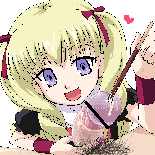 00s 1boy 1girl blonde_hair blue_eyes censored corona_(knm) cum elf_k eyebrows femdom food hair_ribbon handjob happy_sex heart hetero lola lola_(venus_versus_virus) loli long_hair looking_at_viewer lowres male_pubic_hair mole mole_under_eye object_insertion oekaki open_mouth penis pocky pointless_censoring pov pubic_hair purple_eyes purple_glans ribbon simple_background solo_focus sounding twintails urethral_insertion venus_versus_virus white_background wristband
