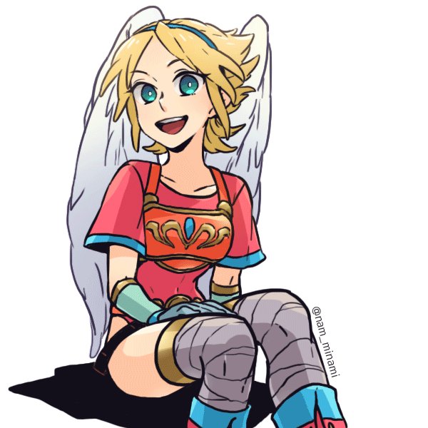 1girl angel_wings armor blonde_hair breath_of_fire breath_of_fire_i capcom commentary_request covered_navel dramatica female_focus gloves green_eyes hairband leotard looking_at_viewer nina_(breath_of_fire_i) red_leotard short_hair simple_background solo thighhighs white_background white_wings wings
