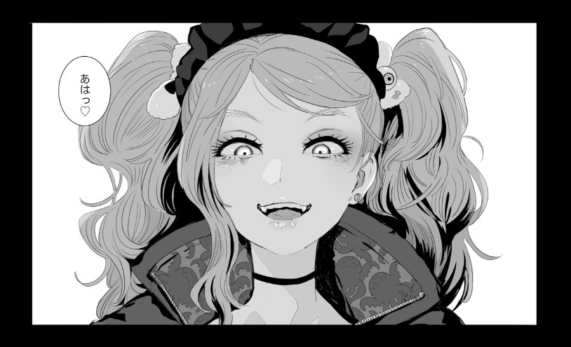 1girl choker earrings greyscale jewelry maid_headdress mebae monochrome open_mouth original solo translation_request twintails