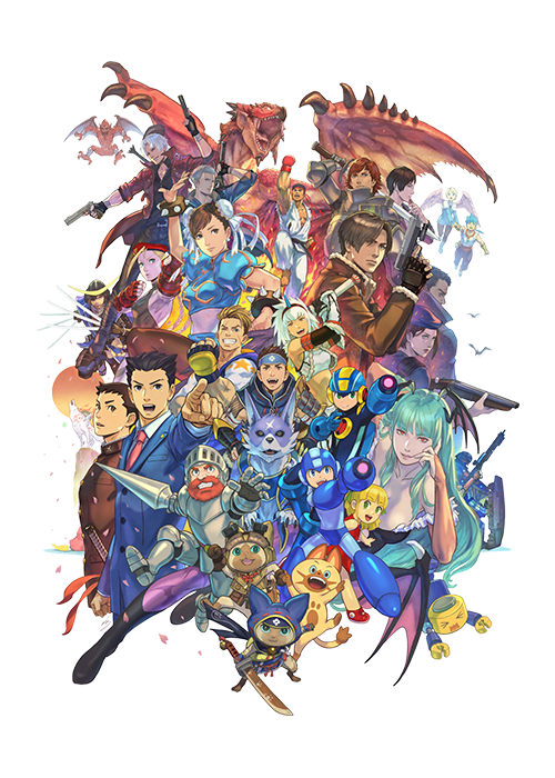 6+boys 6+girls ace_attorney ada_wong amaterasu_(ookami) animal_print arisen_(dragon&#039;s_dogma) arm_cannon armor bat_print beard breath_of_fire breath_of_fire_iv cammy_white canyne capcom chris_redfield chun-li company_connection crossover dante_(devil_may_cry) darkstalkers date_masamune_(sengoku_basara) devil_may_cry_(series) devil_may_cry_5 dougi dragon&#039;s_dogma dragon&#039;s_dogma_(series) exoprimal facial_hair felicia_(darkstalkers) felyne firebrand formal_clothes ghost_trick gun handgun helmet jill_valentine kamura_(armor) kirin_(armor) lance leon_s._kennedy luke_sullivan makaimura mega_man_(character) mega_man_(classic) mega_man_(series) mega_man_battle_network mega_man_battle_network_(series) mega_man_legends_(series) megaman.exe monster_hunter:_world monster_hunter_(character) monster_hunter_(series) monster_hunter_rise monster_hunter_stories multiple_boys multiple_crossover multiple_girls naville_(monster_hunter_stories) nero_(devil_may_cry) nina_(breath_of_fire_iv) nuri_kazuya official_art ookami_(game) phoenix_wright pointing pointing_at_viewer polearm rathalos resident_evil resident_evil_1 resident_evil_4 resident_evil_village roll_(mega_man) ryu_(breath_of_fire_iv) ryu_(street_fighter) ryunosuke_naruhodo sengoku_basara servbot_(mega_man) sir_arthur_(makaimura) sissel_(ghost_trick) street_fighter street_fighter_6 street_fighter_ii_(series) suit sword the_great_ace_attorney weapon