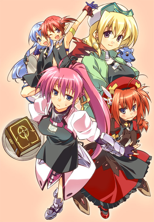 00s 5girls agito agito_(nanoha) apron blonde_hair blush braid long_hair lyrical_nanoha magical_girl mahou_shoujo_lyrical_nanoha mahou_shoujo_lyrical_nanoha_a&#039;s mahou_shoujo_lyrical_nanoha_strikers multiple_girls open_mouth ponytail reinforce_zwei shamal signum smile tome_of_the_night_sky tsuchinoko_(muni_muni) twin_braids vita_(nanoha) zafira
