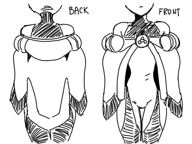 1boy bare_shoulders bodysuit bulge circle_print curvy demi_(dizzyspells) dizzyspells facing_away facing_viewer feminine from_behind from_front leggings long_hair male_focus original reference_sheet shawl skin_tight sleeveless symbol trap triangle_print