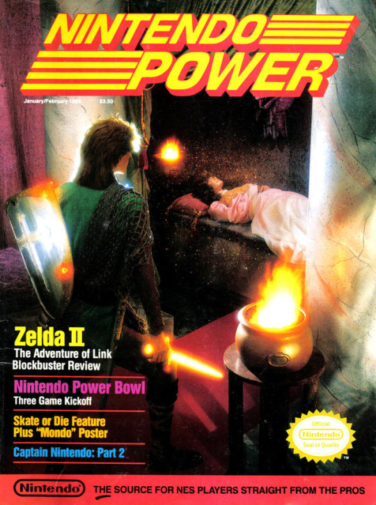 1boy 1girl black_hair brown_hair cover dress elf fire hat jar link looking_at_another magazine_(object) nintendo nintendo_power non-web_source official_art pillow pointy_ears princess_zelda shield sleeping spell standing sword the_legend_of_zelda weapon zelda_ii:_the_adventure_of_link