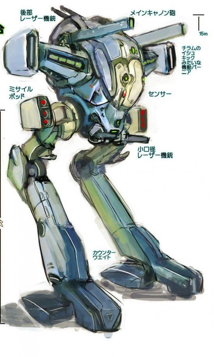 alien artist_request blueprint_(object) chiram choujikuu_seiki_orguss choujikuu_yousai_macross energy_cannon energy_gun highres hybrid ishkick macross mecha missile missile_pod non-humanoid_robot orguss original prototype_design regult robot schematic science_fiction sketch source_request translation_request walker_(robot) weapon zentradi