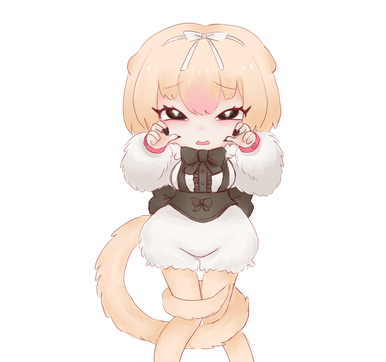1girl animal_ears bow fawnmoth hair_ornament highres kemono_friends ribbon silky_anteater_(kemono_friends) tail