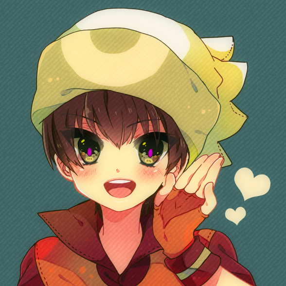 00s 1boy bad_id bad_pixiv_id bandana black_hair blush brendan_(pokemon) brendan_(pokemon_emerald) fingerless_gloves gloves green_eyes hat heart male_focus nicole_(usako) nintendo pokemon pokemon_rse short_hair smile solo