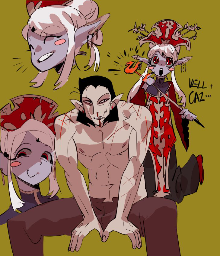 2boys asian baldur&#039;s_gate baldur&#039;s_gate_3 black_hair blood blush_stickers branding_iron cazador_szarr crossdressing crown cuts dark_elf dress dungeons_&amp;_dragons dungeons_&amp;_dragons elf gev injury long_hair medium_hair multiple_boys narrowed_eyes nosebleed pointy_ears red_dress red_eyes toned toned_male torture trap upturned_eyes vellioth white_hair