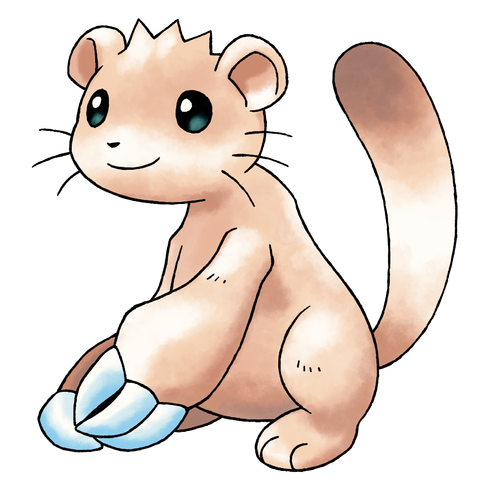 aqua_eyes brown_fur brown_tail claws closed_mouth derivative_work fewer_digits full_body light_smile nintendo no_humans official_style pokemon pokemon_(creature) pokemon_focus pokemon_gsc_(prototype) prototype_design raciebeep simple_background sneasel_(prototype) solo standing sugimori_ken_(style) tachi-e transparent_background watercolor_effect whiskers