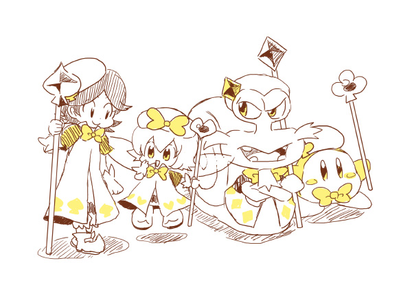 adeleine alternate_costume artist_request escargon kirby_(series) ribbon_(kirby) waddle_dee