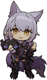 1girl animal_ears arknights artist_request binoculars black_footwear black_gloves black_shirt clawed_boots deformed fold-over_boots from_above full_body gloves hand_on_own_hip large_tail looking_at_viewer lowres medium_hair no_nose official_art open_mouth provence_(arknights) shirt smile solo tail transparent_background wolf_ears wolf_girl wolf_tail yellow_eyes