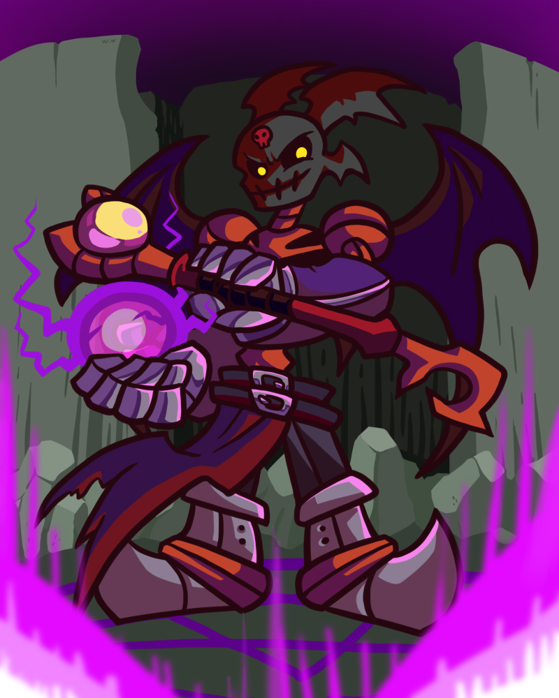 1boy demon demon_boy digimon skull skullsatamon solo staff