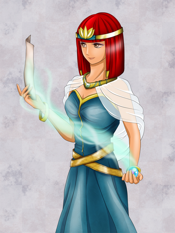 1girl bracelet brown_eyes cape dress female_focus gensou_suikoden gensou_suikoden_ii jewelry kita_ryuuji long_hair raura red_hair solo tiara