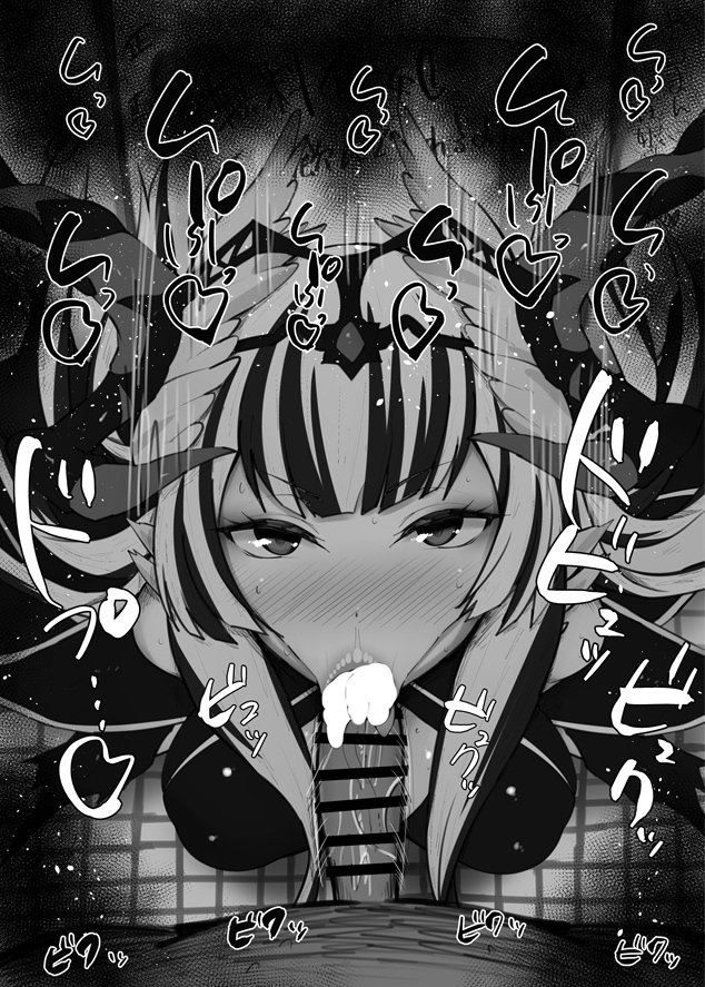 1girl dark_persona dragon_horns fake_horns fellatio fire_emblem fire_emblem_engage fire_emblem_heroes greyscale hair_ornament horns kurotama long_hair looking_at_viewer monochrome multicolored_hair nintendo oral pov two-tone_hair veyle_(fell_successor)_(fire_emblem) veyle_(fire_emblem) wing_hair_ornament