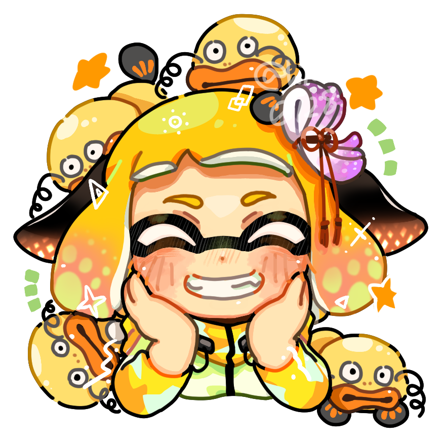 1girl ^_^ agent_4_(splatoon) blonde_hair closed_eyes commentary_request dot_nose grin hands_on_own_cheeks hands_on_own_face hidaka0128 inkling inkling_girl inkling_player_character jacket medium_hair nintendo smile sparkle splatoon_(series) splatoon_2 star_(symbol) teeth tentacle_hair transparent_background yellow_jacket zapfish