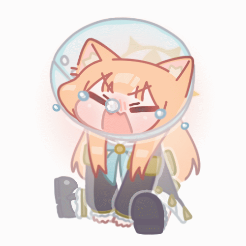 1girl animal_ear_fluff animal_ears animated animated_gif black_footwear blue_archive blue_neckerchief blunt_bangs blush chibi closed_eyes crying dress halo horuhara long_hair long_sleeves lowres mari_(blue_archive) neckerchief no_nose nose_blush open_mouth orange_hair pet_cone puffy_long_sleeves puffy_sleeves sitting solo tears v-shaped_eyebrows very_long_hair yellow_halo