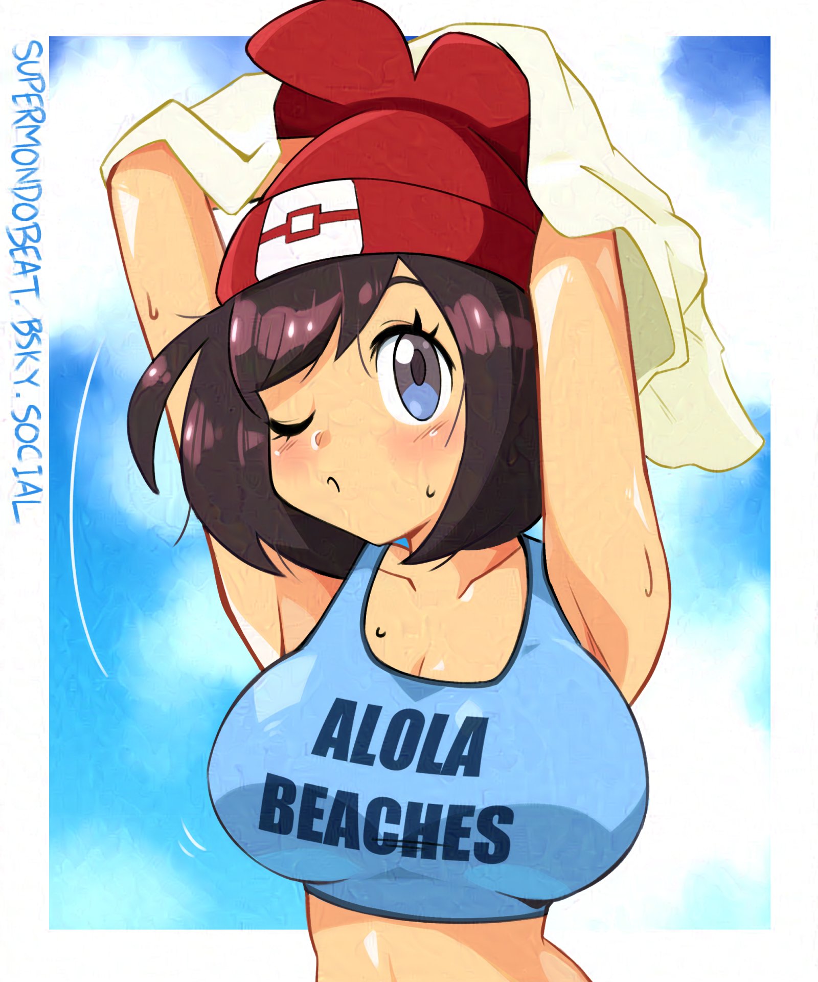 1girl alternate_costume breasts highres large_breasts nintendo pokemon pokemon_sm selene_(pokemon) solo supermondobeat