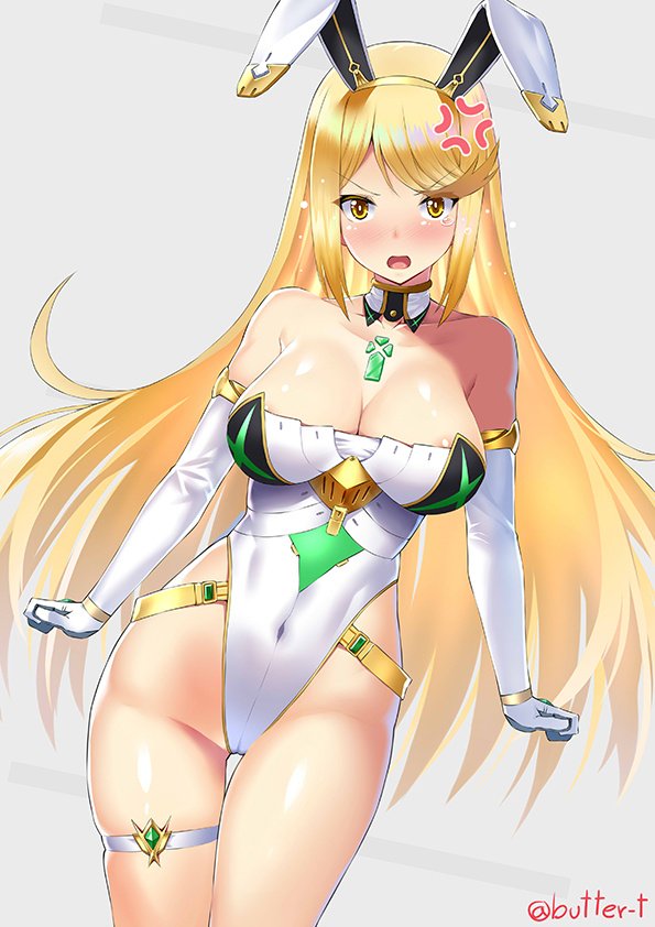 1girl ;d adapted_costume anger_vein animal_ears annoyed areola_slip artist_name bare_shoulders blonde_hair blush breasts butter-t cleavage collarbone detached_collar elbow_gloves fake_animal_ears gloves hairband heart highleg highleg_leotard holding holding_sign large_breasts leotard long_hair looking_at_viewer mythra_(xenoblade) nintendo nipple_slip nipples nude one_eye_closed open_mouth outline patreon_username playboy_bunny rabbit_ears resized sign simple_background sitting smile solo sweat swept_bangs tears thigh_strap third-party_source v-shaped_eyebrows very_long_hair watermark white_background white_leotard white_outline xenoblade_chronicles_(series) xenoblade_chronicles_2 yellow_eyes