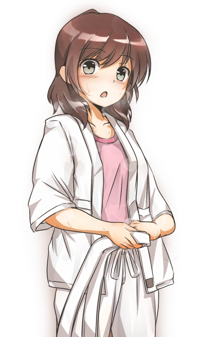 1girl andou_saki brown_hair dougi judo new_horizon okutama_tarou short_hair sweat