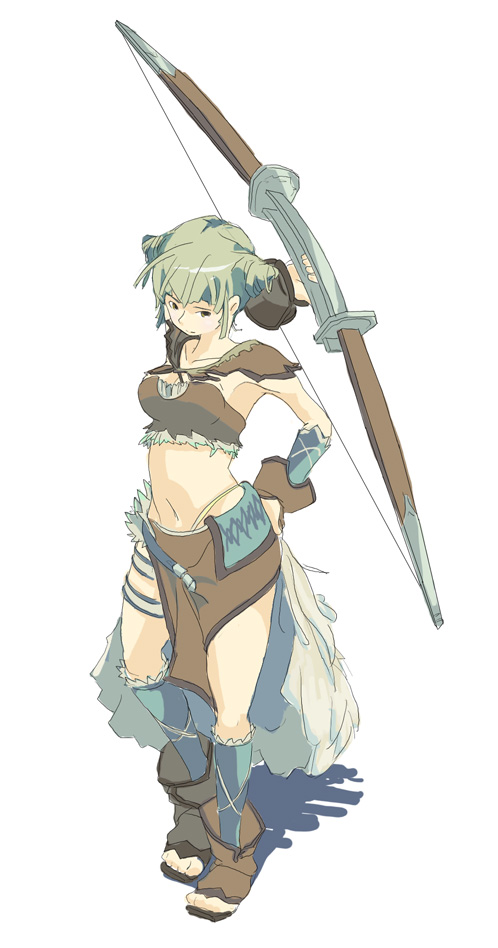 bow_(weapon) cone_hair_bun hair_bun midriff oom solo tagme trusty_bell viola weapon