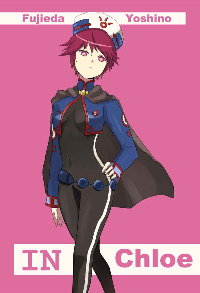 1girl belt cape chloe_valens chloe_valens_(cosplay) cosplay digimon digimon_savers fujieda_yoshino looking_at_viewer simple_background solo tales_of_(series) tales_of_legendia