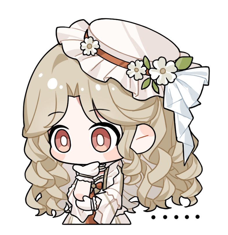 ... 1girl artist_request blonde_hair blush_stickers bow bowtie bright_pupils brown_dress brown_eyes chibi choker cropped_legs dream_banquet_(infinity_nikki) dress drill_hair flower frilled_choker frilled_dress frilled_gloves frilled_headwear frilled_sleeves frills gloves green_bow green_bowtie green_choker hand_on_own_chin hand_on_own_elbow hat hat_bow hat_flower infinity_nikki layered_dress long_hair long_sleeves looking_ahead nikki_(series) no_mouth official_art solo square_neckline standing tareme thinking transparent_background very_long_hair white_bow white_dress white_flower white_gloves white_hat white_pupils